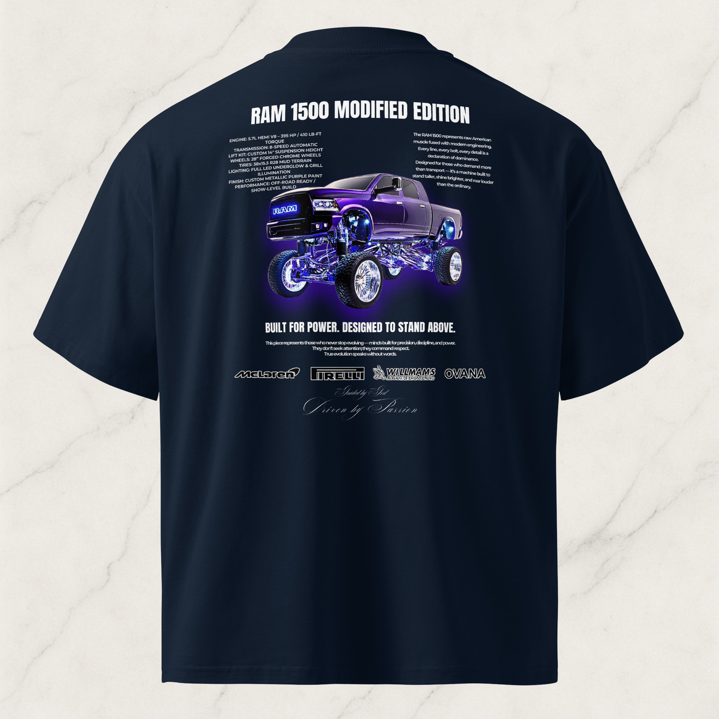 Unisex organic oversized high neck t-shirt— RAM 1500 Modified Edition