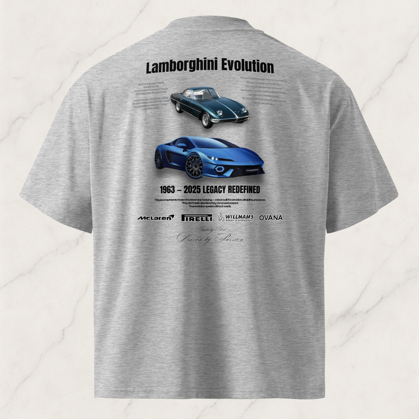 Unisex organic oversized high neck t-shirt— Lamborghini Evolution