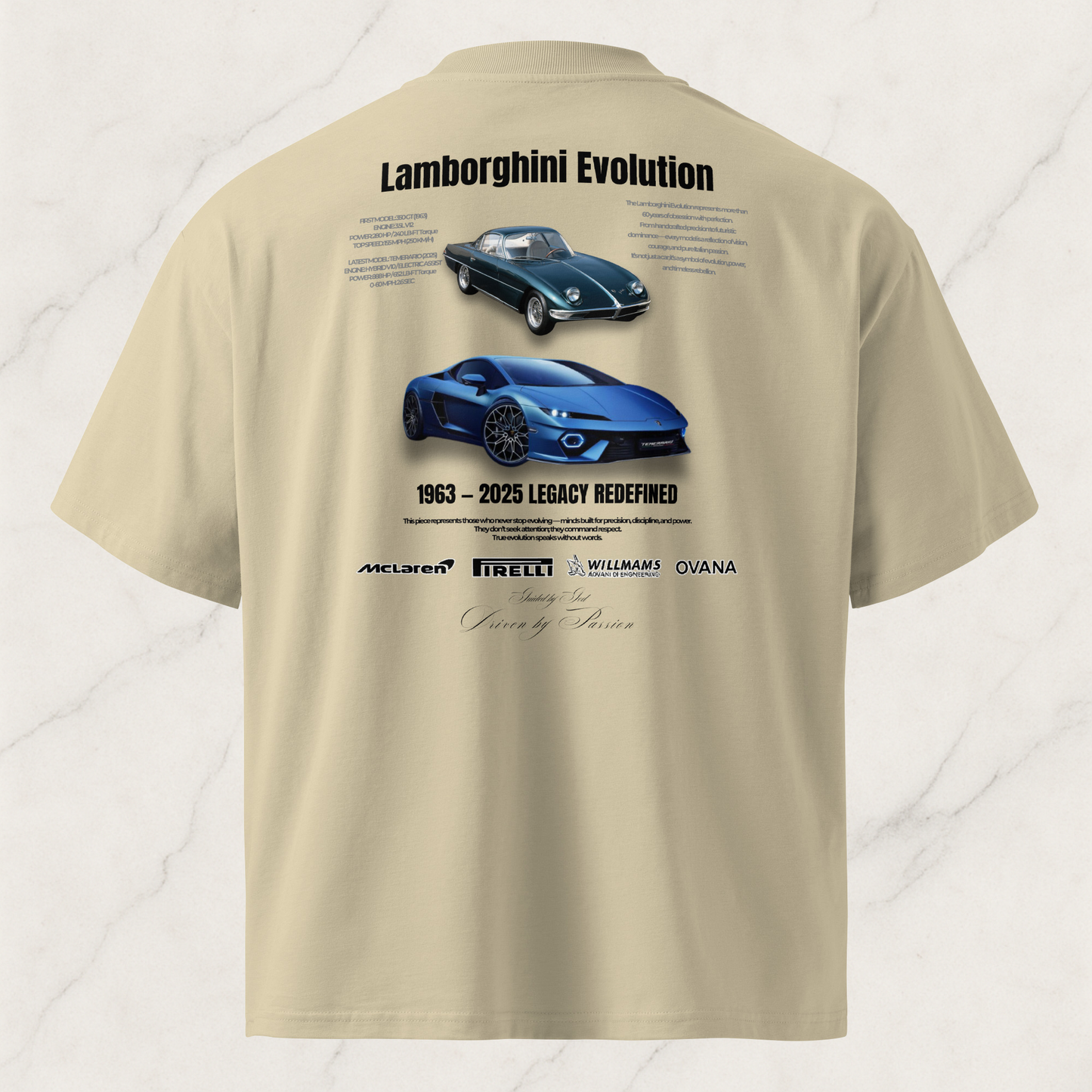 Unisex organic oversized high neck t-shirt— Lamborghini Evolution