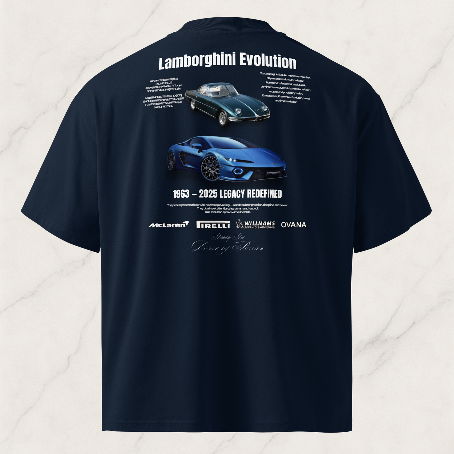Unisex organic oversized high neck t-shirt— Lamborghini Evolution