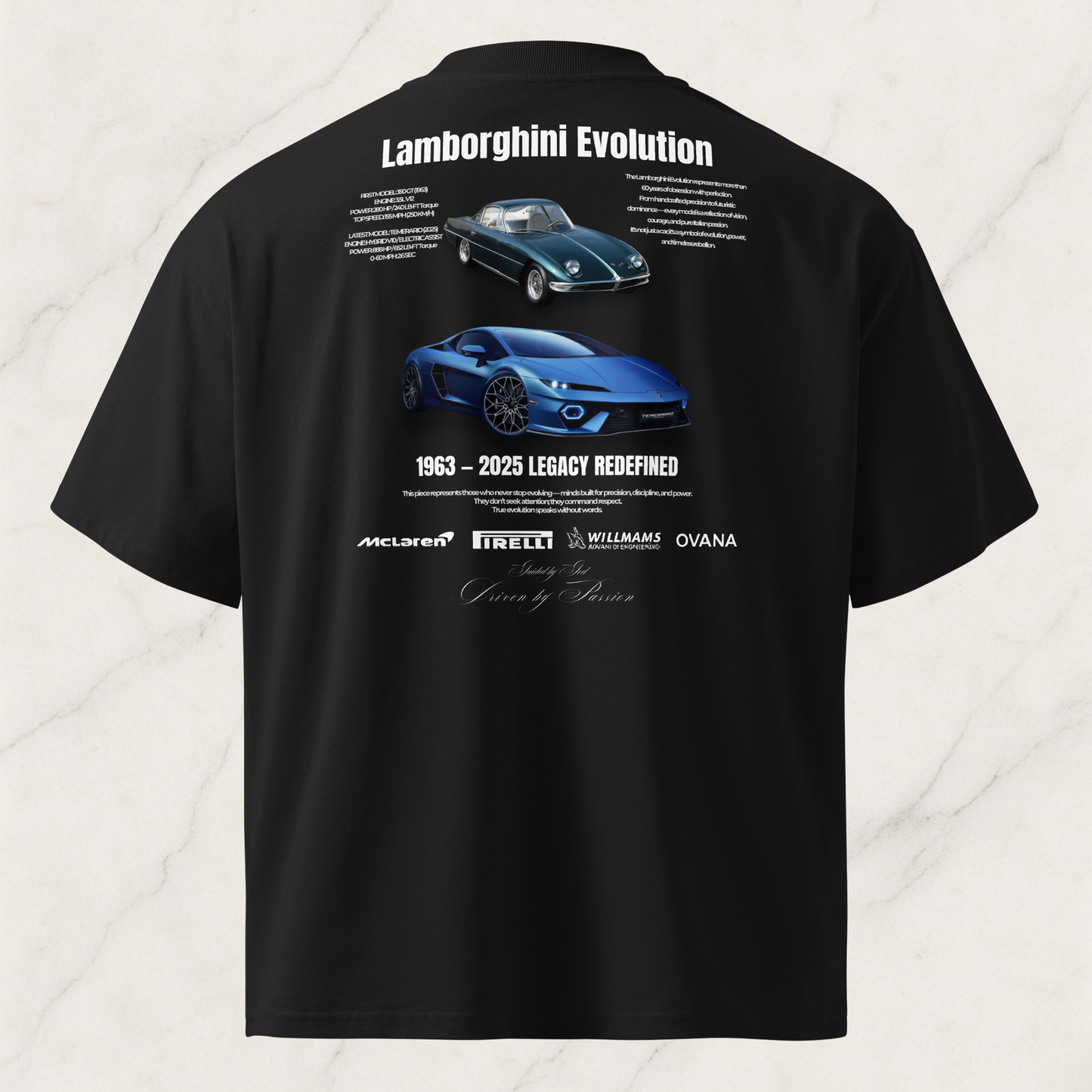 Unisex organic oversized high neck t-shirt— Lamborghini Evolution